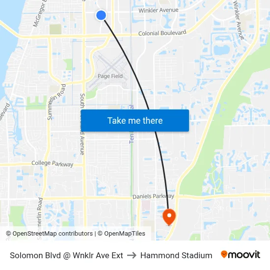 Solomon Blvd @ Wnklr Ave Ext to Hammond Stadium map