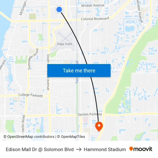 Edison Mall Dr @ Solomon Blvd to Hammond Stadium map