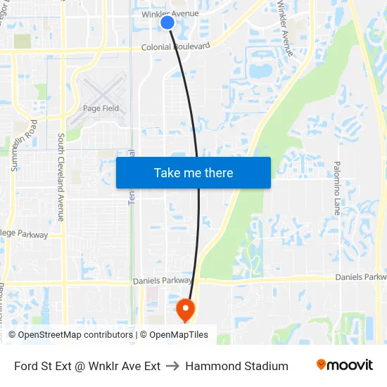 Ford St Ext @ Wnklr Ave Ext to Hammond Stadium map