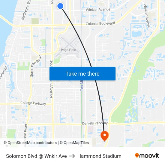 Solomon Blvd @ Wnklr Ave to Hammond Stadium map