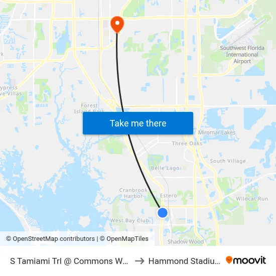 S Tamiami Trl @ Commons Way to Hammond Stadium map