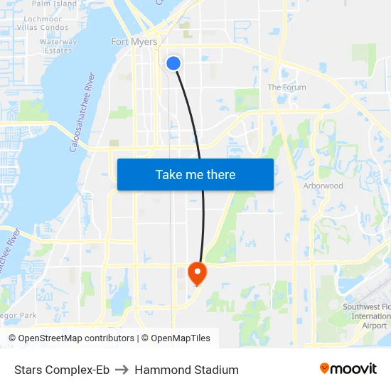 Stars Complex-Eb to Hammond Stadium map