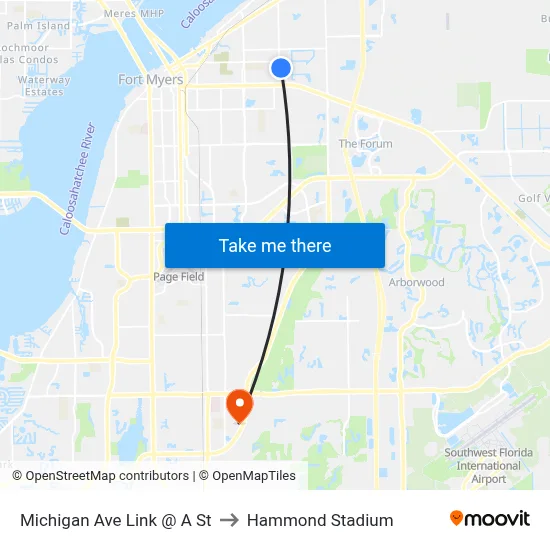 Michigan Ave Link @ A St to Hammond Stadium map