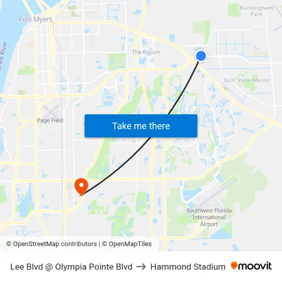 Lee Blvd @ Olympia Pointe Blvd to Hammond Stadium map