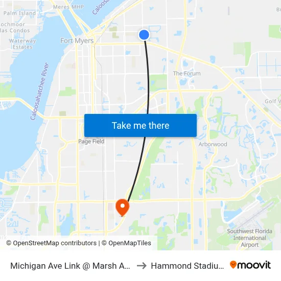 Michigan Ave Link @ Marsh Ave to Hammond Stadium map