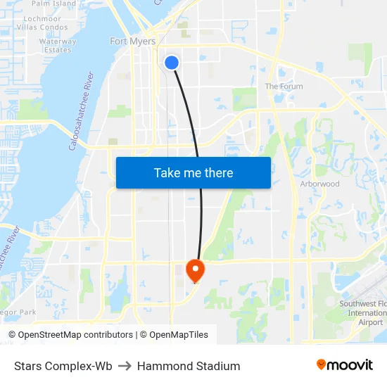 Stars Complex-Wb to Hammond Stadium map