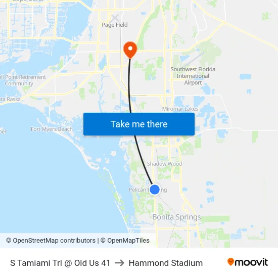 S Tamiami Trl @ Old Us 41 to Hammond Stadium map