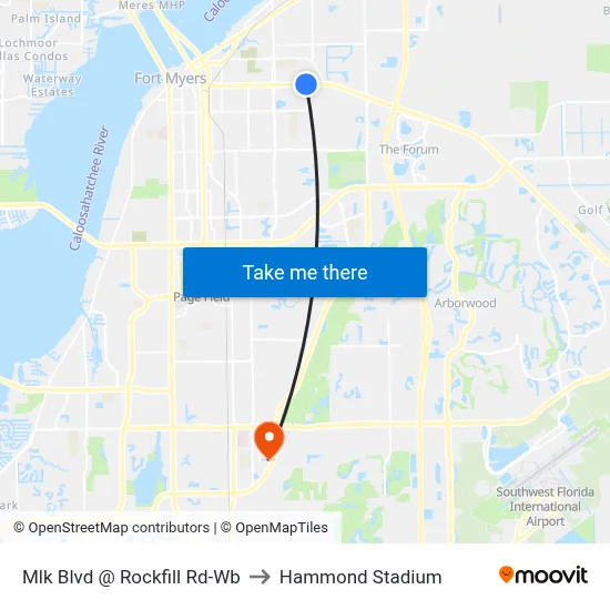 Mlk Blvd @ Rockfill Rd-Wb to Hammond Stadium map