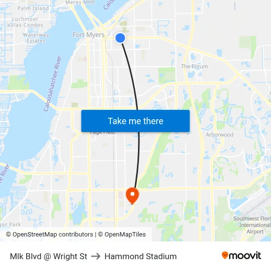 Mlk Blvd @ Wright St to Hammond Stadium map