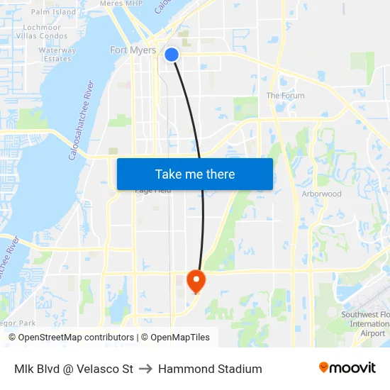 Mlk Blvd @ Velasco St to Hammond Stadium map