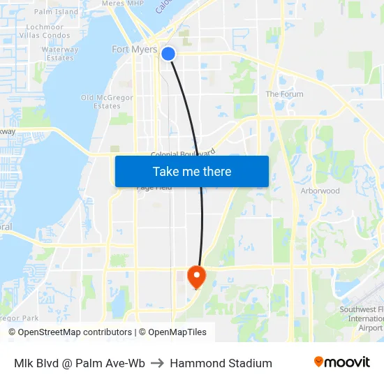Mlk Blvd @ Palm Ave-Wb to Hammond Stadium map