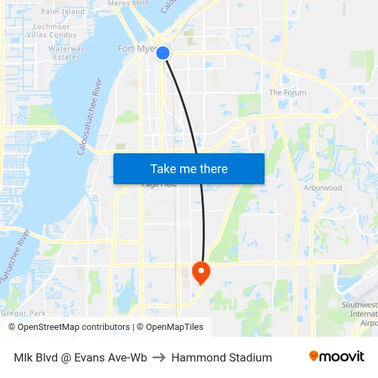 Mlk Blvd @ Evans Ave-Wb to Hammond Stadium map