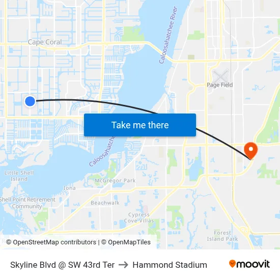 Skyline Blvd @ SW 43rd Ter to Hammond Stadium map