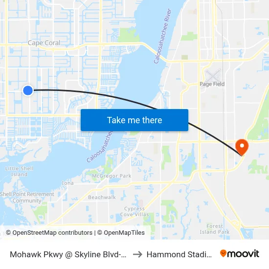 Mohawk Pkwy @ Skyline Blvd-Wb to Hammond Stadium map