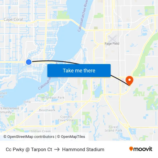 Cc Pwky @ Tarpon Ct to Hammond Stadium map