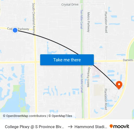 College Pkwy @ S Province Blvd-Wb to Hammond Stadium map