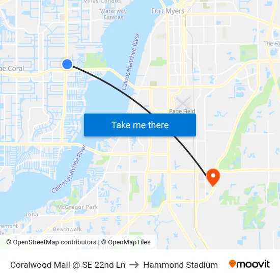 Coralwood Mall @ SE 22nd Ln to Hammond Stadium map