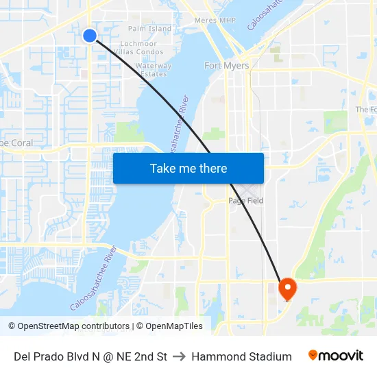 Del Prado Blvd N @ NE 2nd St to Hammond Stadium map