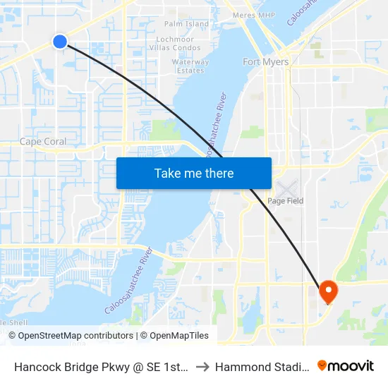 Hancock Bridge Pkwy @ SE 1st Ave to Hammond Stadium map
