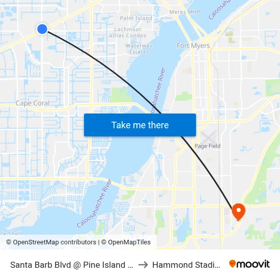 Santa Barb Blvd @ Pine Island Rd to Hammond Stadium map