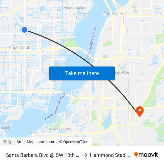 Santa Barbara Blvd @ SW 13th Ter to Hammond Stadium map