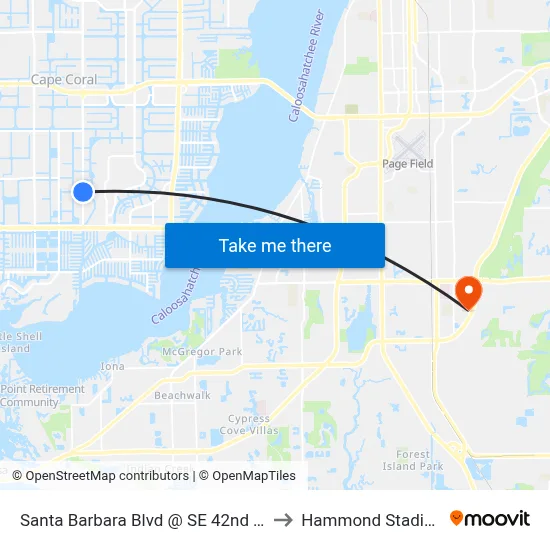 Santa Barbara Blvd @ SE 42nd Ter to Hammond Stadium map