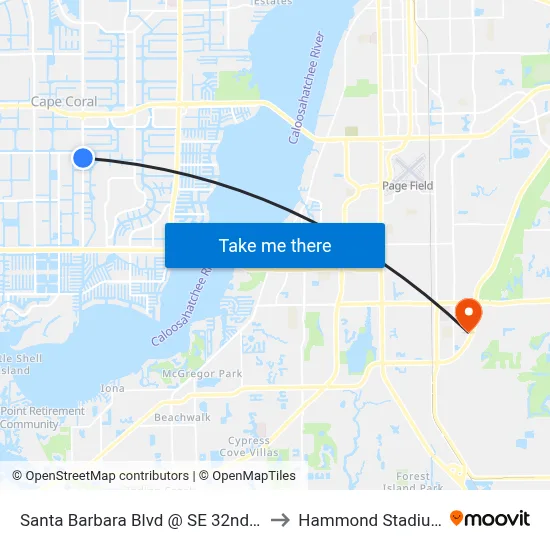 Santa Barbara Blvd @ SE 32nd St to Hammond Stadium map