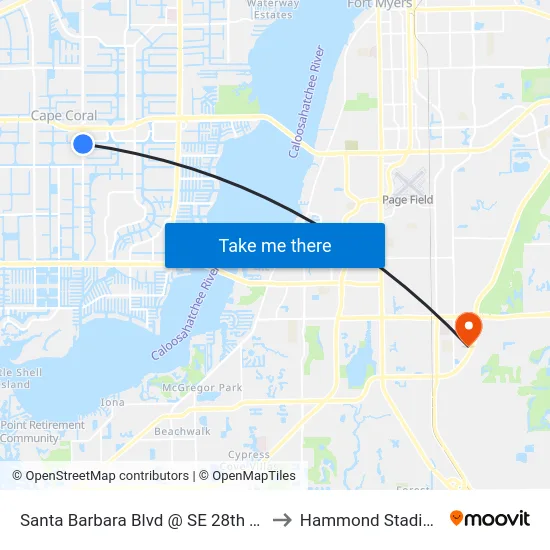 Santa Barbara Blvd @ SE 28th Ter to Hammond Stadium map
