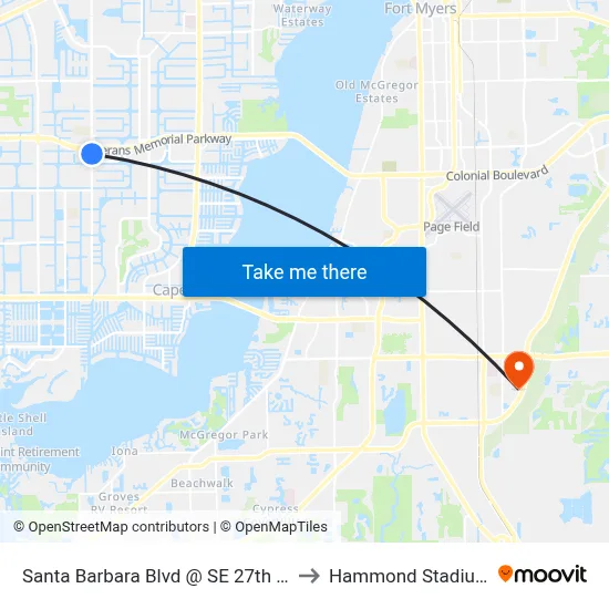 Santa Barbara Blvd @ SE 27th St to Hammond Stadium map