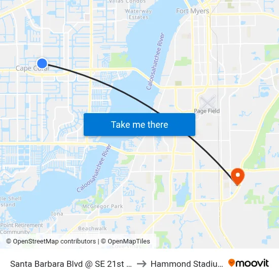 Santa Barbara Blvd @ SE 21st St to Hammond Stadium map