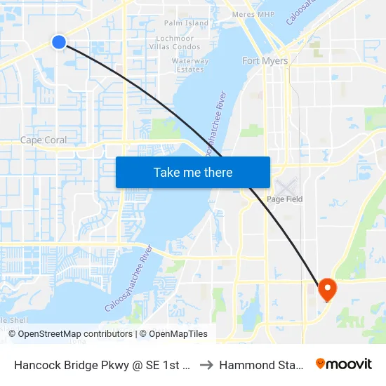 Hancock Bridge Pkwy @ SE 1st Ave-Eb to Hammond Stadium map