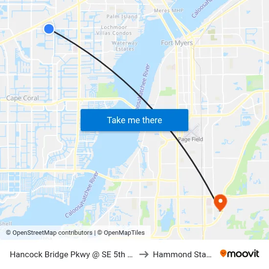 Hancock Bridge Pkwy @ SE 5th Ave-Eb to Hammond Stadium map