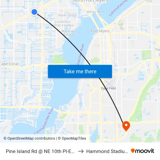 Pine Island Rd @ NE 10th Pl-Eb2 to Hammond Stadium map