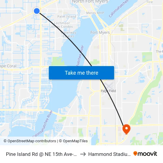 Pine Island Rd @ NE 15th Ave-Eb to Hammond Stadium map