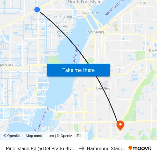 Pine Island Rd @ Del Prado Blvd-Eb to Hammond Stadium map