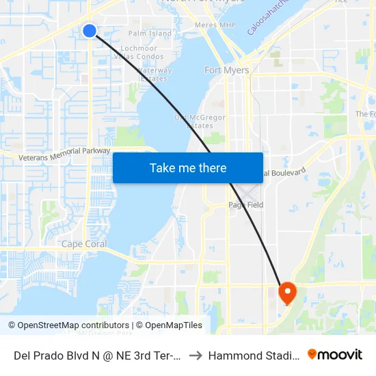 Del Prado Blvd N @ NE 3rd Ter-Sb 2 to Hammond Stadium map