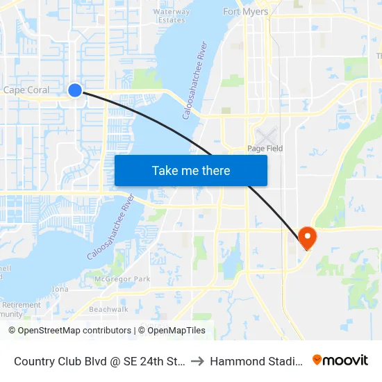 Country Club Blvd @ SE 24th St-Sb to Hammond Stadium map