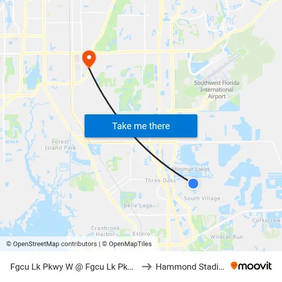 Fgcu Lk Pkwy W @ Fgcu Lk Pkwy E to Hammond Stadium map