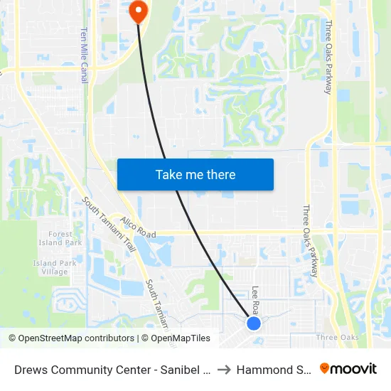 Drews Community Center - Sanibel Blvd @ Lee Rd to Hammond Stadium map