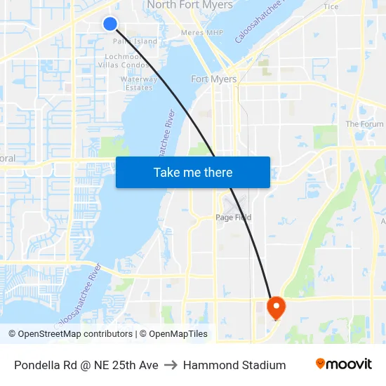 Pondella Rd @ NE 25th Ave to Hammond Stadium map