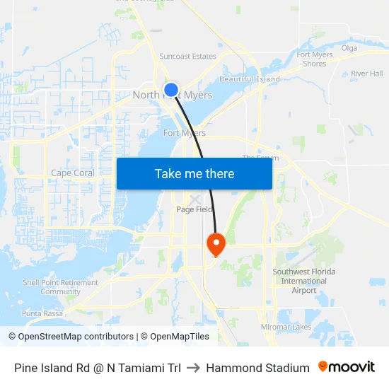 Pine Island Rd @ N Tamiami Trl to Hammond Stadium map