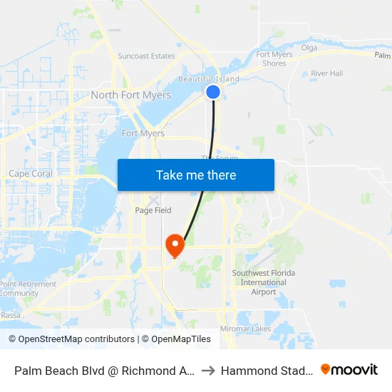 Palm Beach Blvd @ Richmond Ave-Eb to Hammond Stadium map
