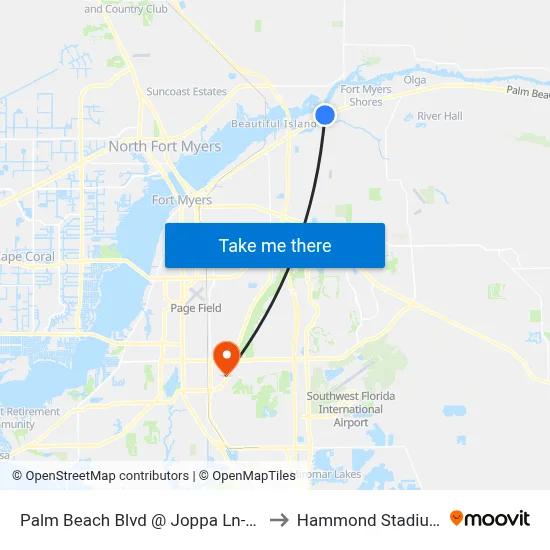 Palm Beach Blvd @ Joppa Ln-Eb to Hammond Stadium map