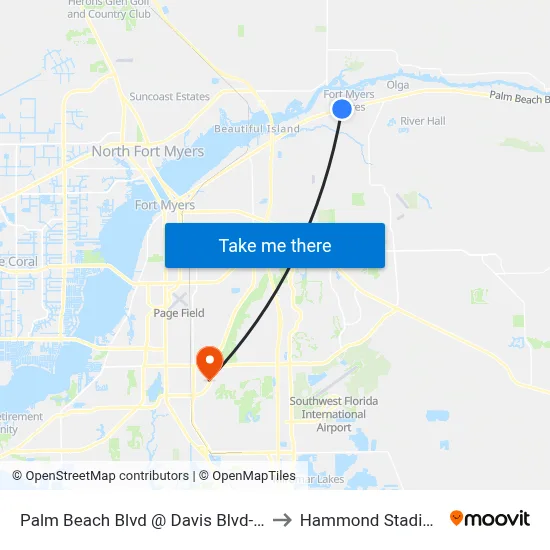 Palm Beach Blvd @ Davis Blvd-Eb to Hammond Stadium map