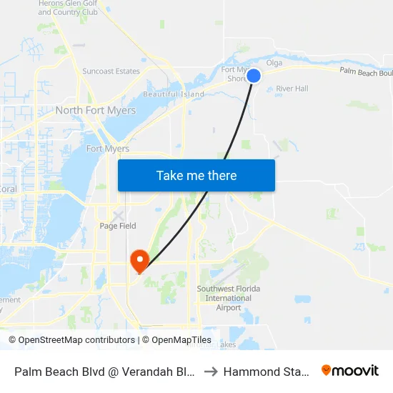 Palm Beach Blvd @ Verandah Blvd-Eb2 to Hammond Stadium map