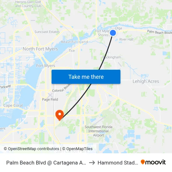 Palm Beach Blvd @ Cartagena Ave-Wb to Hammond Stadium map