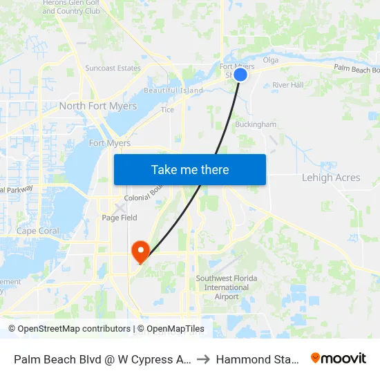 Palm Beach Blvd @ W Cypress Ave-Wb to Hammond Stadium map