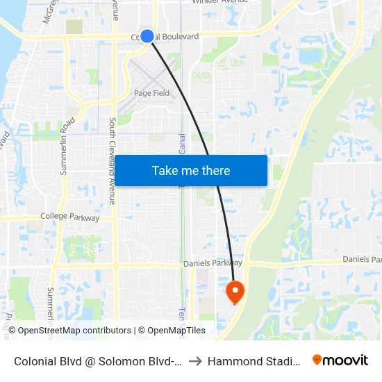 Colonial Blvd @ Solomon Blvd-Eb to Hammond Stadium map