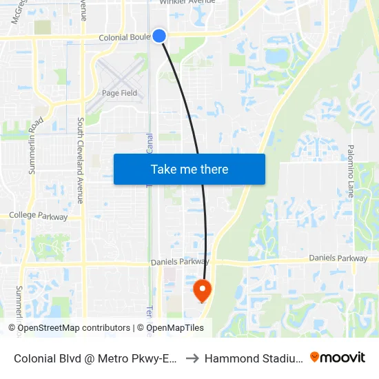 Colonial Blvd @ Metro Pkwy-Eb1 to Hammond Stadium map