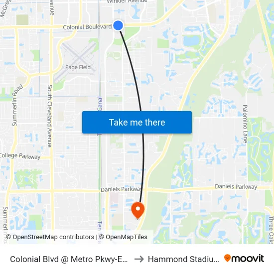 Colonial Blvd @ Metro Pkwy-Eb2 to Hammond Stadium map